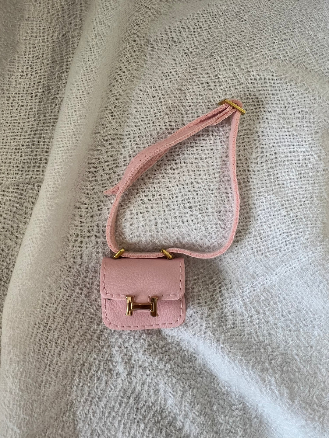 Labubu Mini Micro Flap Crossbody - Pink with Gold Accent