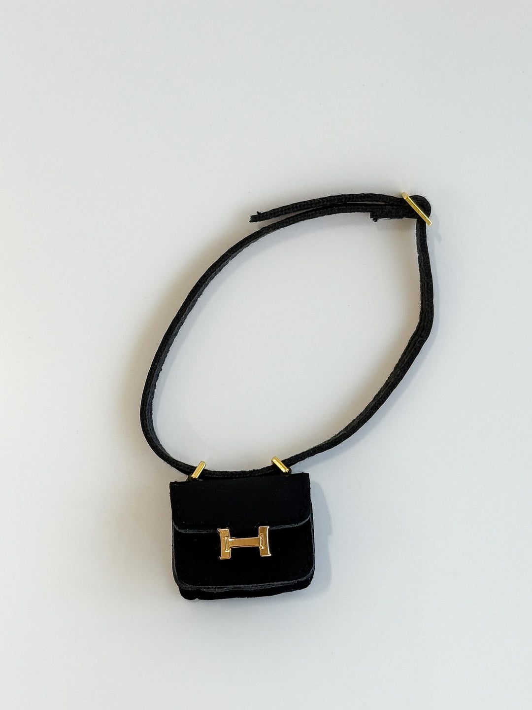 Labubu Mini Micro Flap Crossbody - Black with Gold Accent