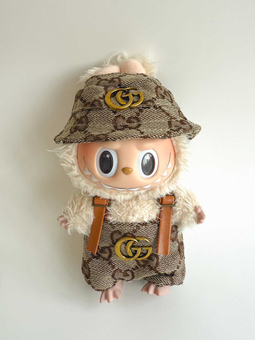Labubu Classic Monogram Bucket Hat & Overalls Set - GG Inspired