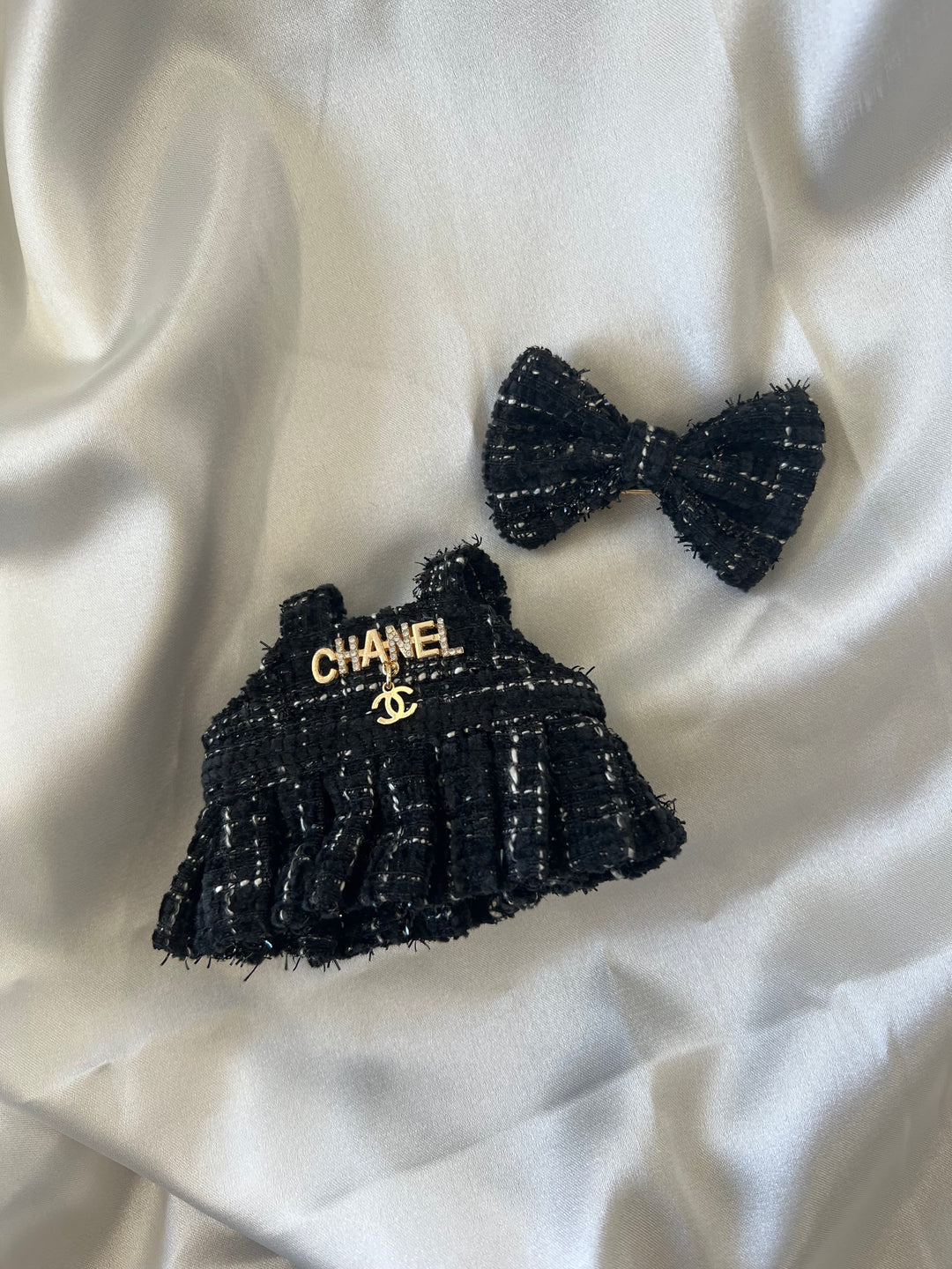 Labubu Classic Black Tweed Dress Set with Bow