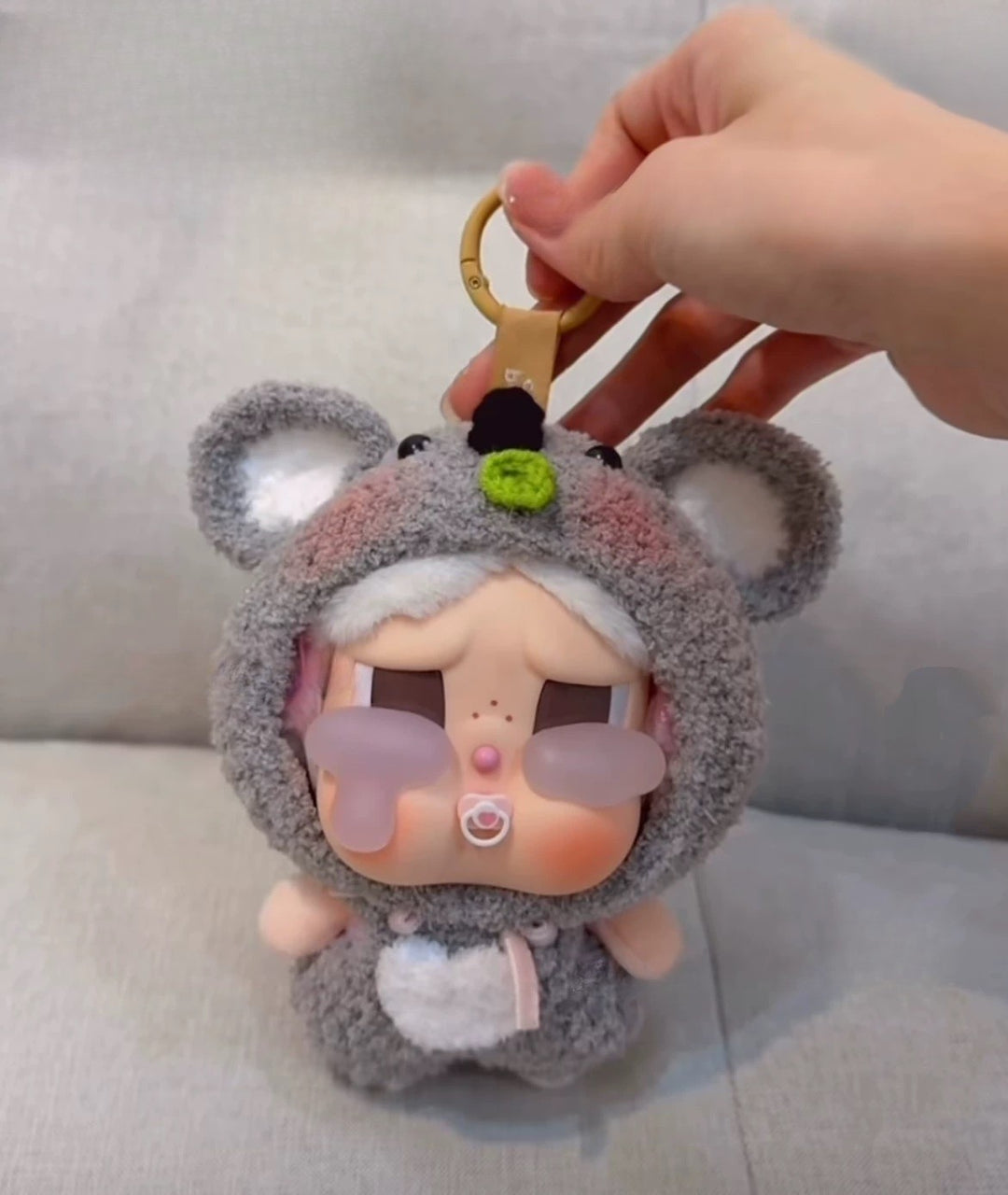 Crybaby Gray Koala Outfit - Plush Hood with Ears