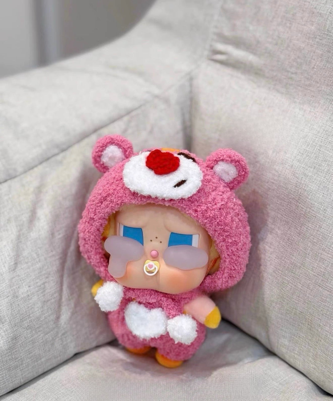 Crybaby Pink Bear Outfit - Plush Teddy Hood with Ears