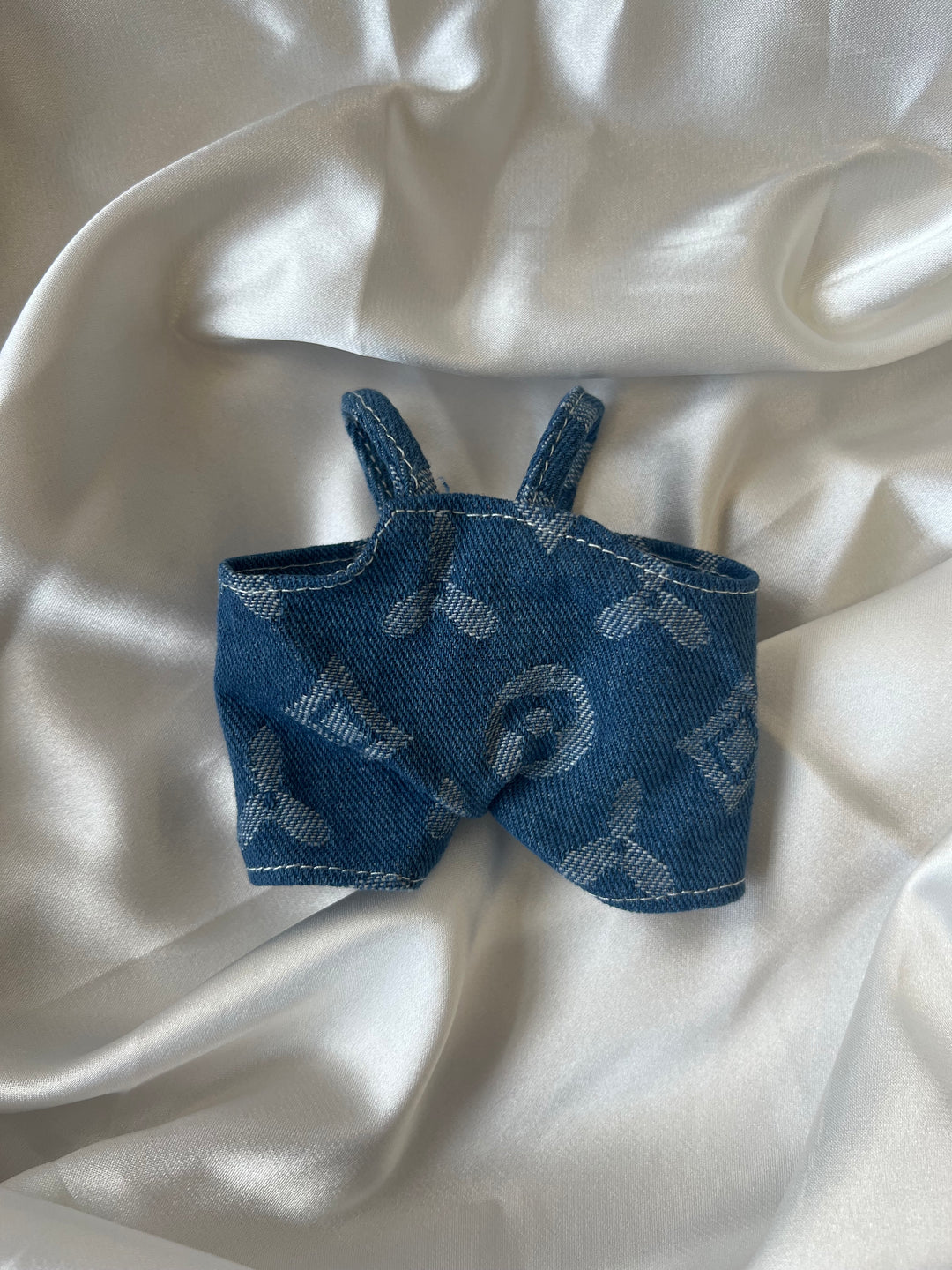 Labubu Blue Monogram Denim Set - Overalls & Bucket Hat