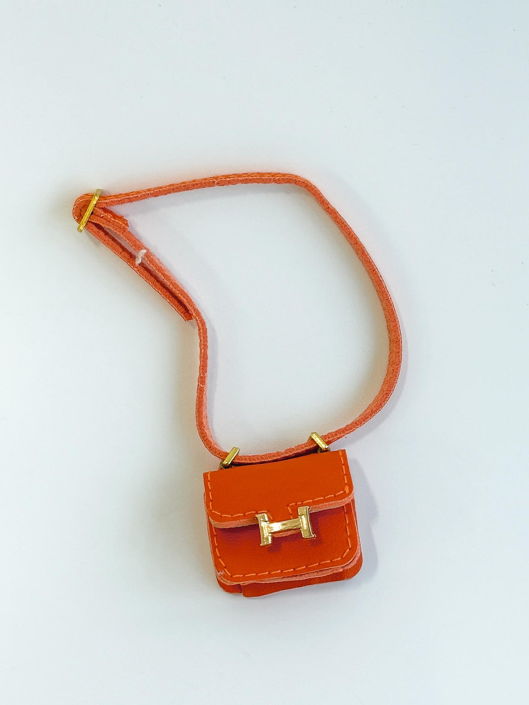 Labubu Mini Micro Flap Crossbody - Orange with Gold Accent