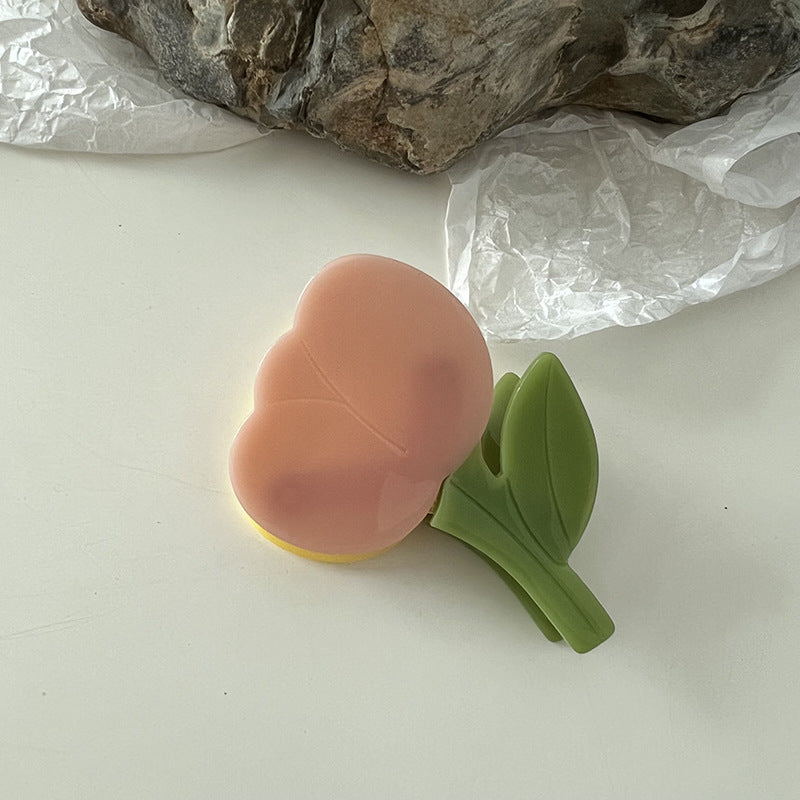 Pince à cheveux tulipe pêche et citron vert