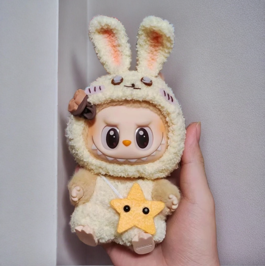 Labubu Usagi Bunny Set - Cream Rabbit Costume with Star Pendant