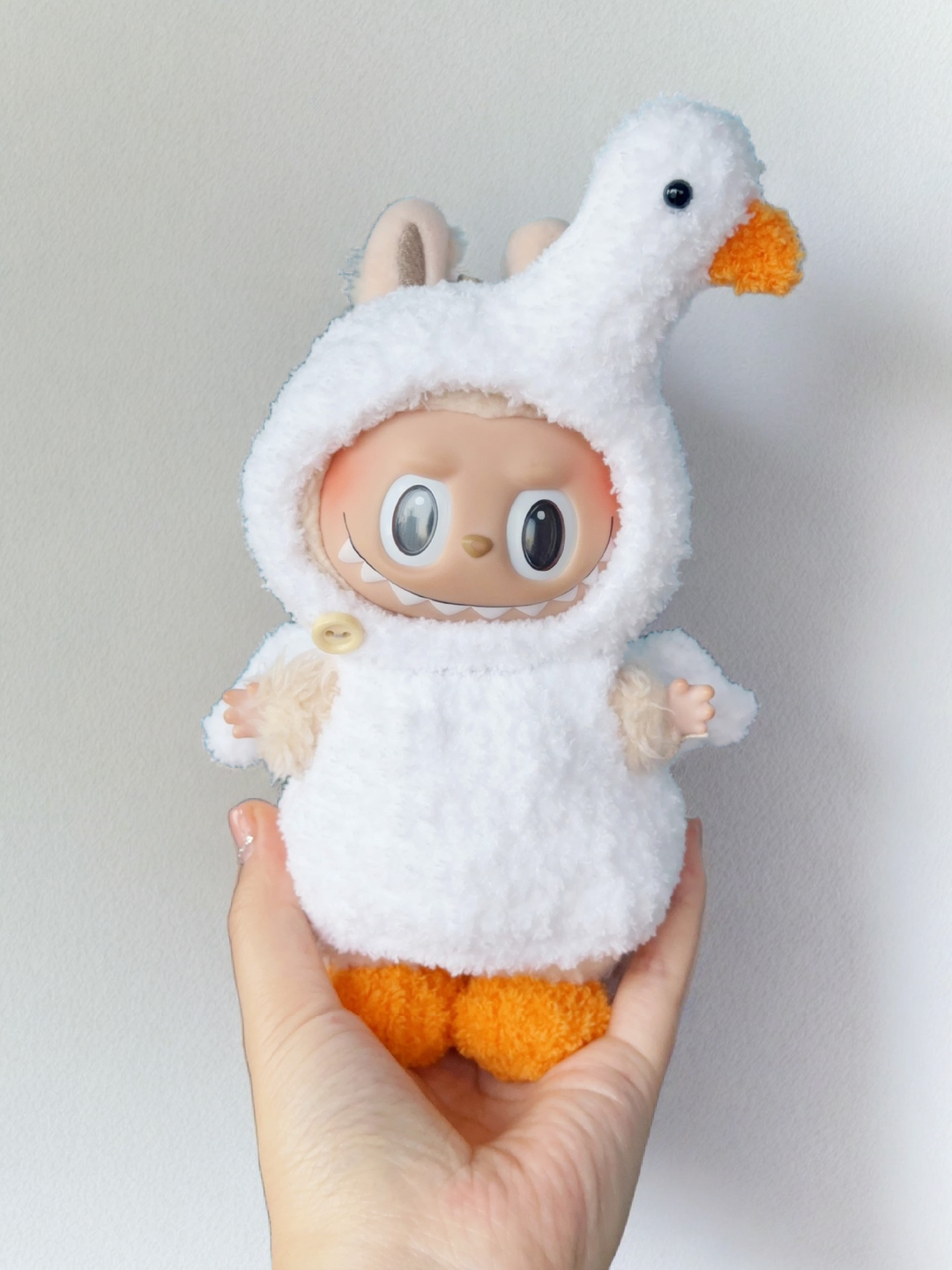 Labubu Duckling Hoodie Outfit Set - White Hooded Costume (17cm)