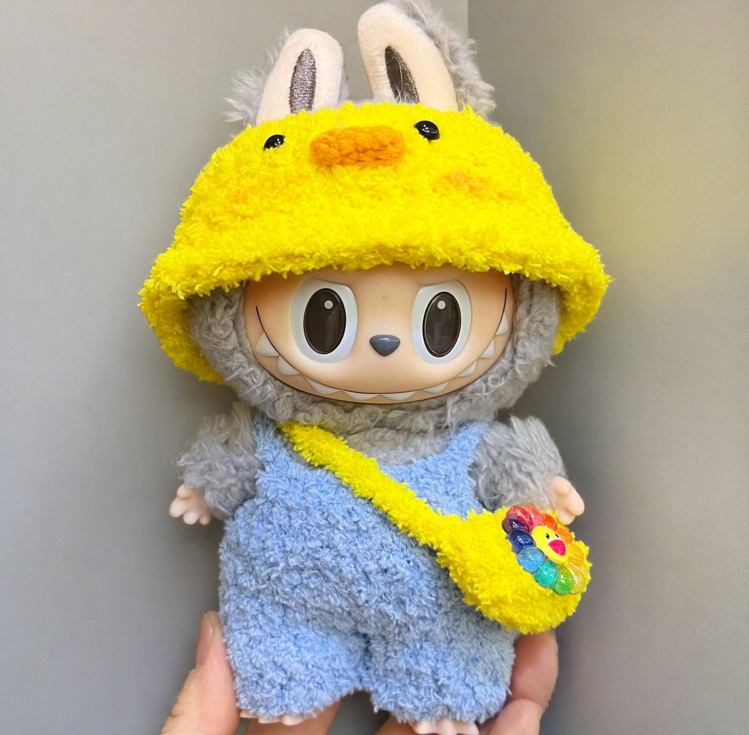 Labubu サニーデー衣装セット - イエローハット＆ブルーワンピース (17cm)