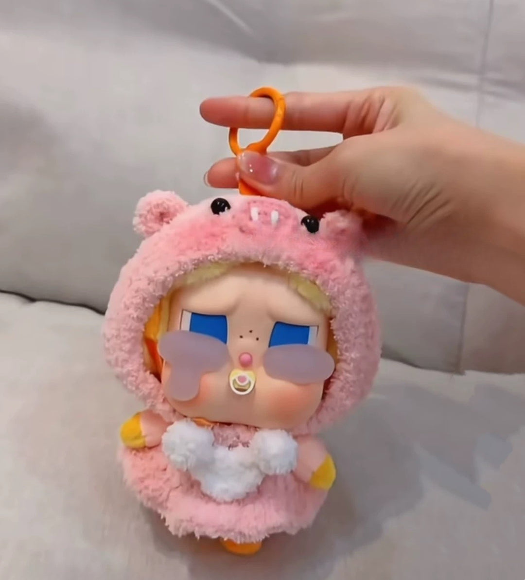 Crybaby Pink Pig Outfit - Plush Hood with Ears