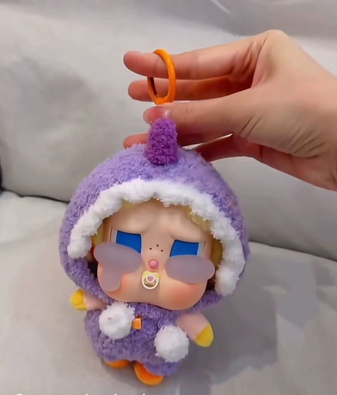 Crybaby Purple Dinosaur Outfit - Plush Hood with Horn